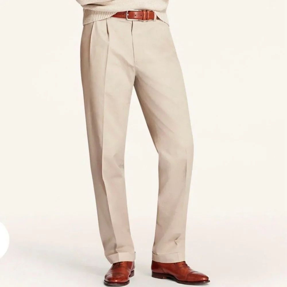 Brooks Brothers 346 classic pleat front chino khakis w37